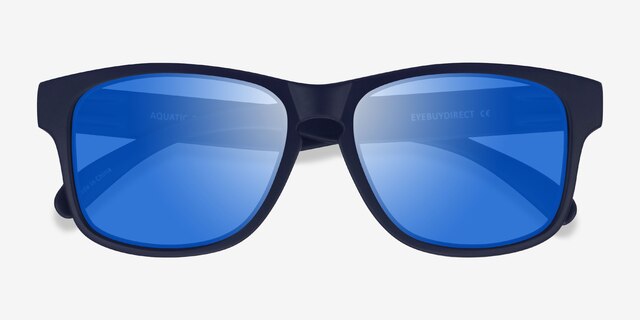 Aquatic Navy Blue PlasticSunglass Frames from EyeBuyDirect, Closed View