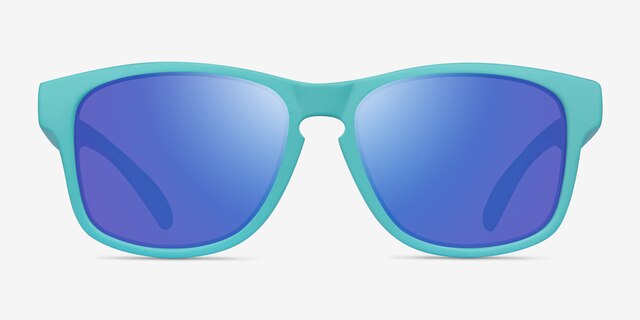 Nautical Turquoise Blue PlasticSunglass Frames from EyeBuyDirect, Front View