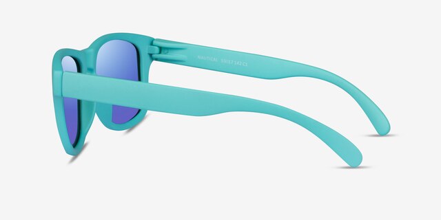 Nautical Turquoise Blue PlasticSunglass Frames from EyeBuyDirect, Side View