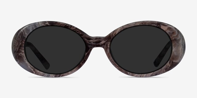 Pedra Gray Floral AcetateSunglass Frames from EyeBuyDirect, Front View