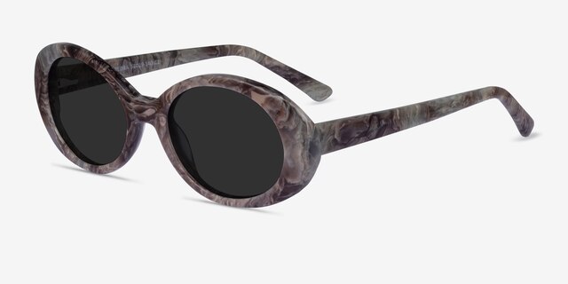 Pedra Gray Floral AcetateSunglass Frames from EyeBuyDirect, Angle View