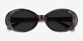 Pedra Gray Floral Acétate Soleil de Lunette de vue d'EyeBuyDirect, Vue Rapprochée