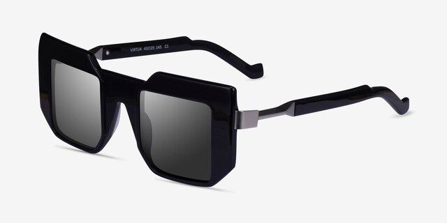 Virtua Black AcetateSunglass Frames from EyeBuyDirect, Angle View