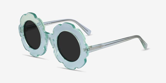 Curious Clear Green AcetateSunglass Frames from EyeBuyDirect, Angle View
