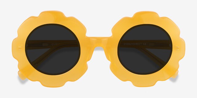 Curious Clear Yellow AcétateSoleil de Lunette de vue d'EyeBuyDirect, Vue Rapprochée