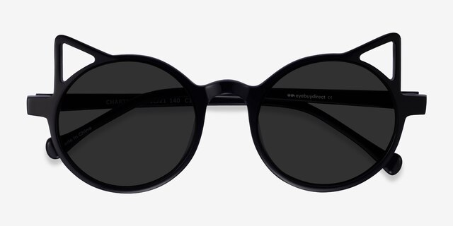 Chartreux Black AcetateSunglass Frames from EyeBuyDirect, Closed View