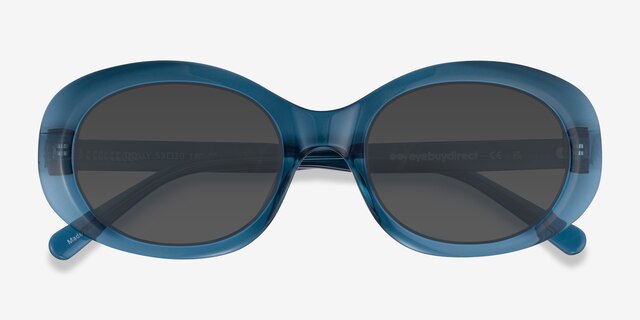 Dolly Crystal Blue AcetateSunglass Frames from EyeBuyDirect, Closed View