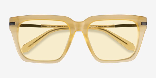 Peggy Milky Yellow AcetateSunglass Frames from EyeBuyDirect, Closed View