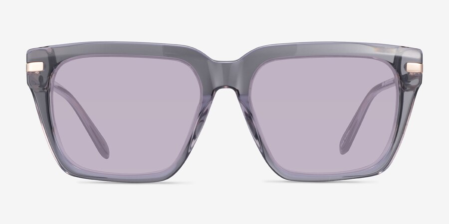 Peggy - Square Crystal Gray Frame Prescription Sunglasses | Eyebuydirect