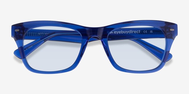 Kitt Crystal Dark Blue AcetateSunglass Frames from EyeBuyDirect, Closed View