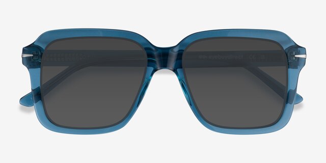 Bowie Crystal Blue AcetateSunglass Frames from EyeBuyDirect, Closed View