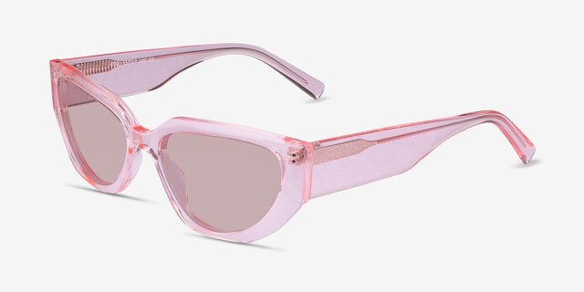 Edie Crystal Pink AcetateSunglass Frames from EyeBuyDirect, Angle View