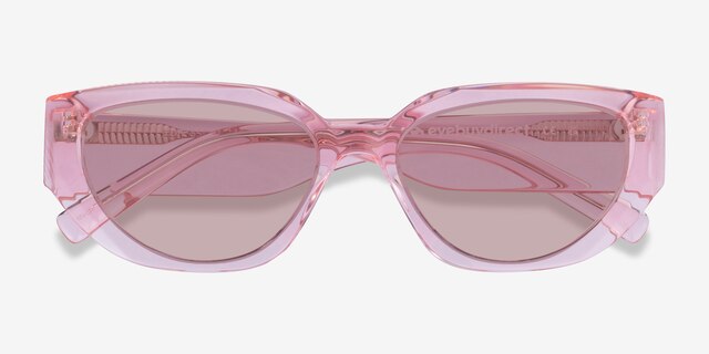Edie Crystal Pink AcetateSunglass Frames from EyeBuyDirect, Closed View