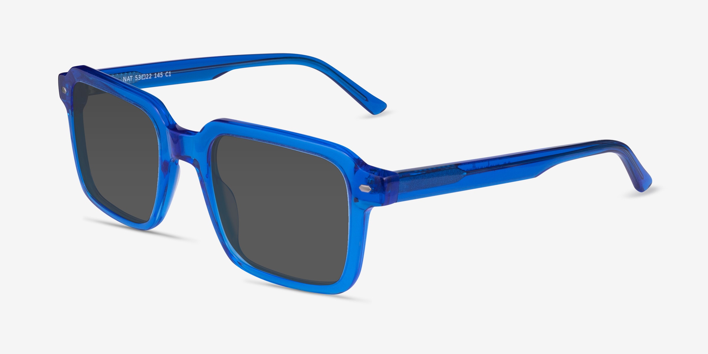 Nat - Square Crystal Blue Frame Prescription Sunglasses 