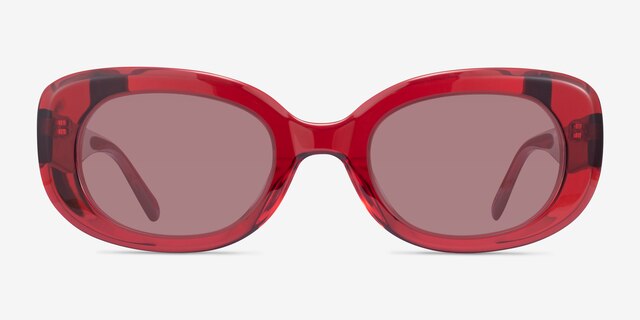 Aretha Crystal Red AcetateSunglass Frames from EyeBuyDirect, Front View