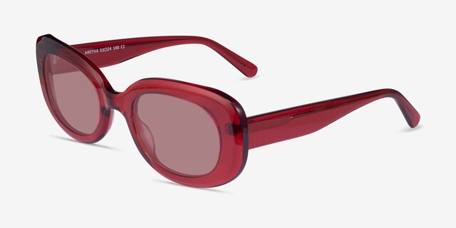 Aretha Crystal Red AcetateSunglass Frames from EyeBuyDirect, Angle View