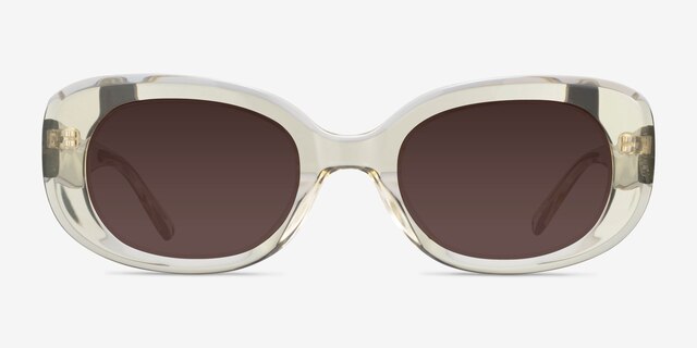 Aretha Crystal Light Yellow AcetateSunglass Frames from EyeBuyDirect, Front View