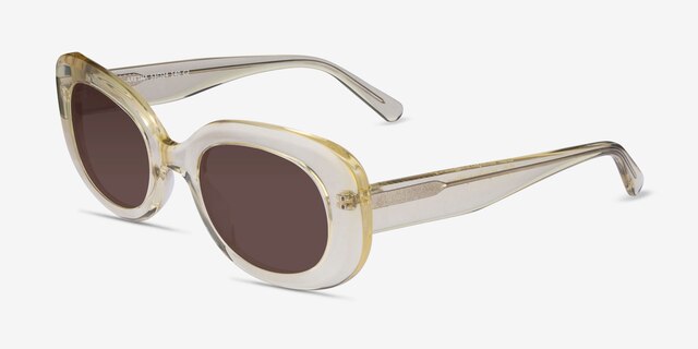 Aretha Crystal Light Yellow AcetateSunglass Frames from EyeBuyDirect, Angle View