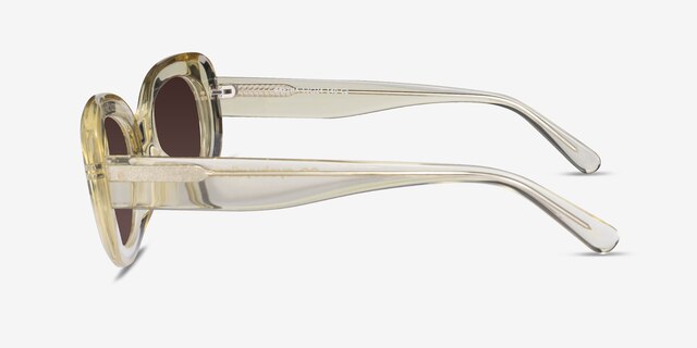Aretha Crystal Light Yellow AcetateSunglass Frames from EyeBuyDirect, Side View