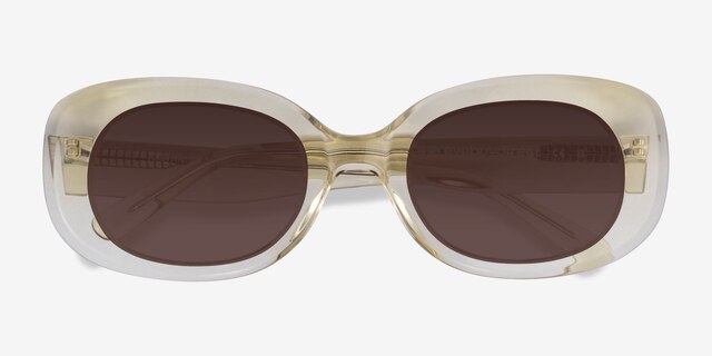 Aretha Crystal Light Yellow AcetateSunglass Frames from EyeBuyDirect, Closed View