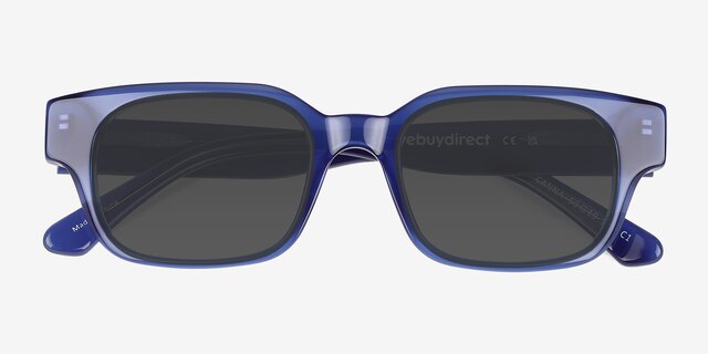 Canna Crystal Blue AcetateSunglass Frames from EyeBuyDirect, Closed View