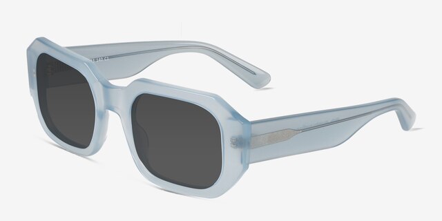 Lilia Milky Light Blue AcetateSunglass Frames from EyeBuyDirect, Angle View