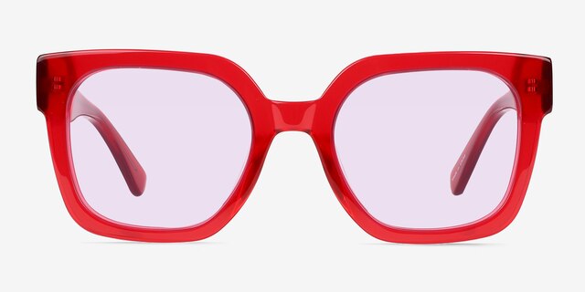 Helia Crystal Red AcetateSunglass Frames from EyeBuyDirect, Front View