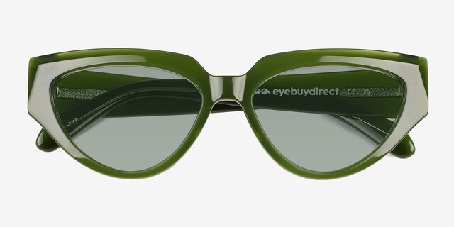 Aria Bilayer Green AcetateSunglass Frames from EyeBuyDirect, Closed View