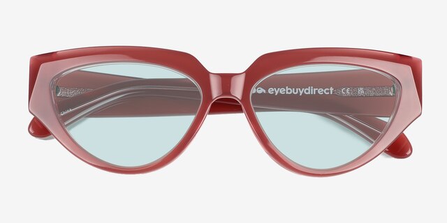 Aria Bilayer Pink AcetateSunglass Frames from EyeBuyDirect, Closed View