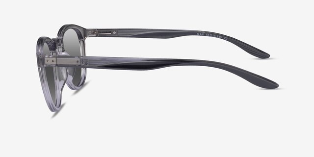 Elan Shiny Crystal Gray PlasticSunglass Frames from EyeBuyDirect, Side View