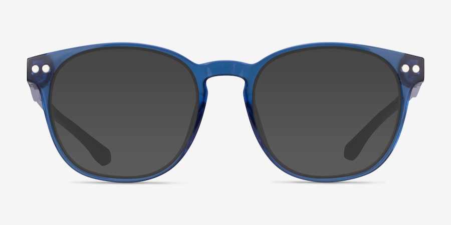Pep - Round Shiny Crystal Blue Frame Prescription Sunglasses | Eyebuydirect