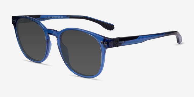 Pep Shiny Crystal Blue PlasticSunglass Frames from EyeBuyDirect, Angle View
