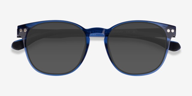 Pep Shiny Crystal Blue PlasticSunglass Frames from EyeBuyDirect, Closed View