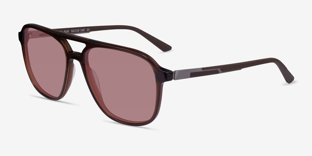 Zeal Sun Shiny Crystal Brown AcetateSunglass Frames from EyeBuyDirect, Angle View