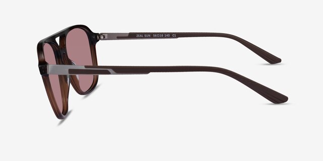 Zeal Sun Shiny Crystal Brown AcetateSunglass Frames from EyeBuyDirect, Side View