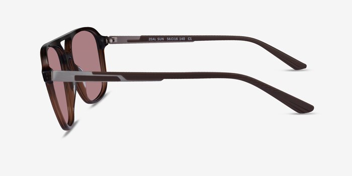 Zeal Sun Shiny Crystal Brown Acetate Sunglass Frames from EyeBuyDirect