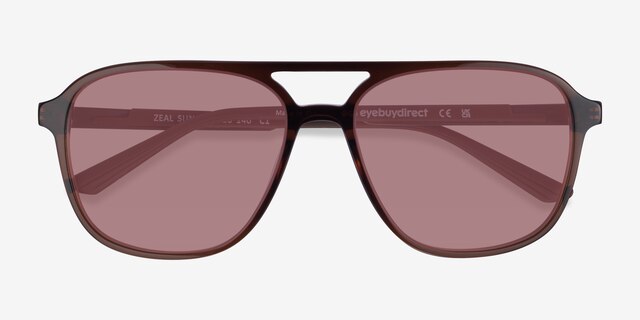 Zeal Sun Shiny Crystal Brown AcetateSunglass Frames from EyeBuyDirect, Closed View