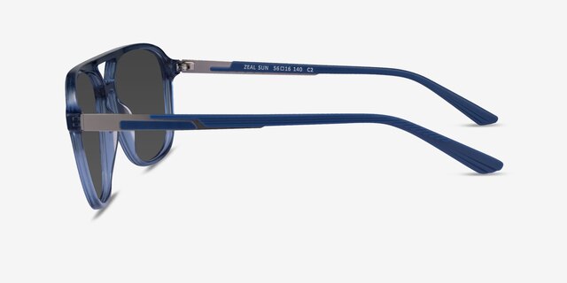 Zeal Sun Shiny Crystal Navy AcetateSunglass Frames from EyeBuyDirect, Side View
