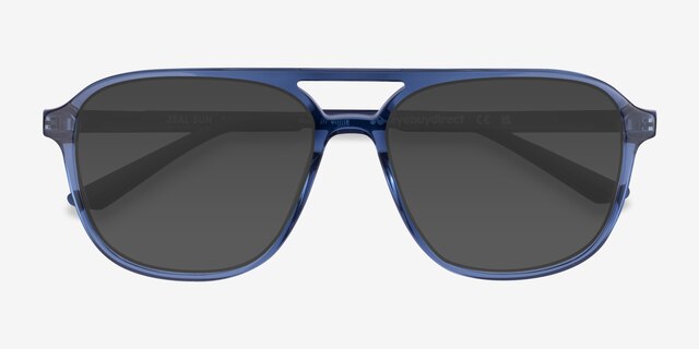 Zeal Sun Shiny Crystal Navy AcetateSunglass Frames from EyeBuyDirect, Closed View