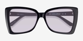 Tippi Noir Acétate Soleil de Lunette de vue d'EyeBuyDirect, Vue Rapprochée
