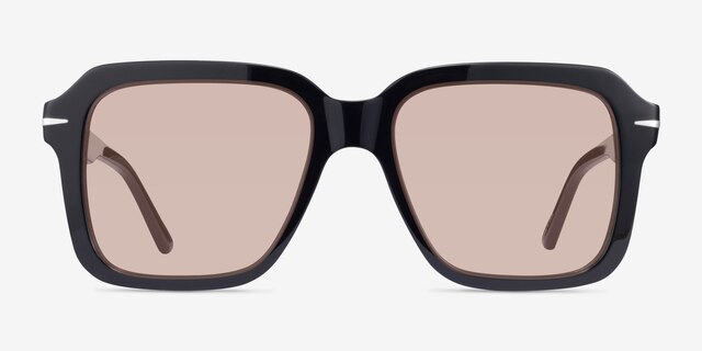 Bowie Noir AcétateSoleil de Lunette de vue d'EyeBuyDirect, Vue de Face