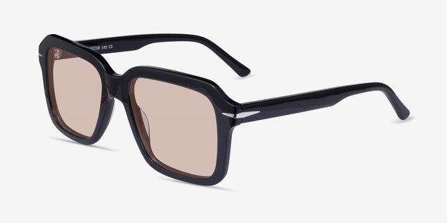 Bowie Noir AcétateSoleil de Lunette de vue d'EyeBuyDirect, Vue d'Angle