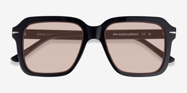 Bowie Noir AcétateSoleil de Lunette de vue d'EyeBuyDirect, Vue Rapprochée