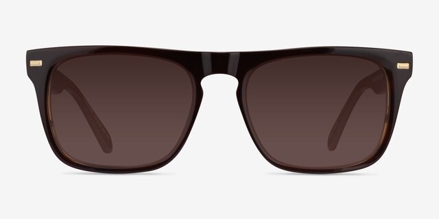 Poolside Brown Striped AcetateSunglass Frames from EyeBuyDirect, Front View