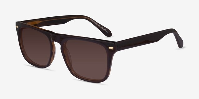 Poolside Brown Striped AcetateSunglass Frames from EyeBuyDirect, Angle View