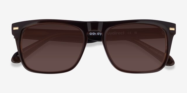 Poolside Brown Striped AcetateSunglass Frames from EyeBuyDirect, Closed View