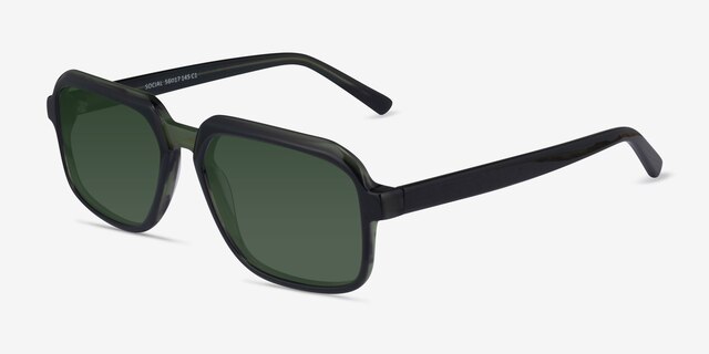Social Green AcetateSunglass Frames from EyeBuyDirect, Angle View