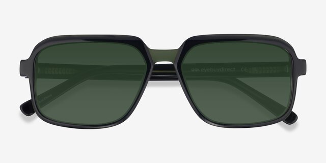 Social Green AcetateSunglass Frames from EyeBuyDirect, Closed View