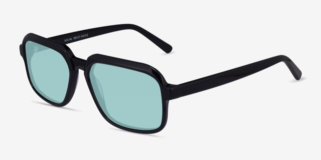 Social Black AcetateSunglass Frames from EyeBuyDirect, Angle View