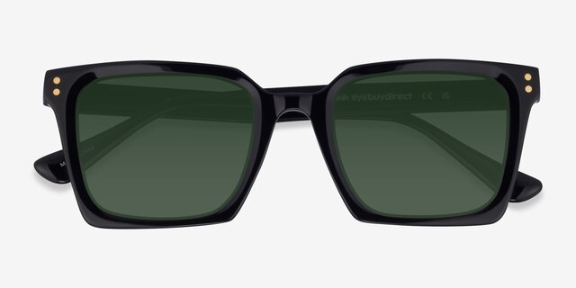 Cabana Solid Black AcetateSunglass Frames from EyeBuyDirect, Closed View